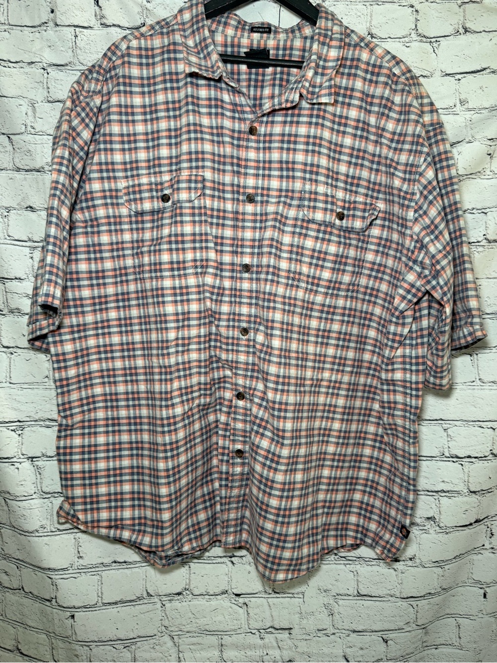 Dickies. Pink/blue check button up. Size 3X
